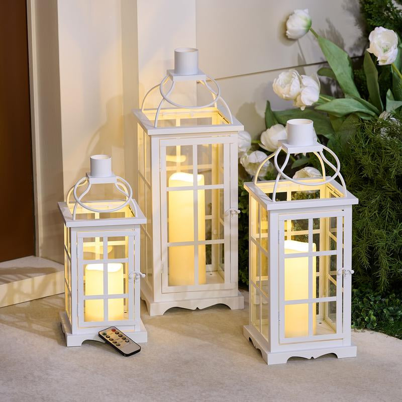 Hotel Du Cobb Set of 3 Lanterns with LED Candles and Remote