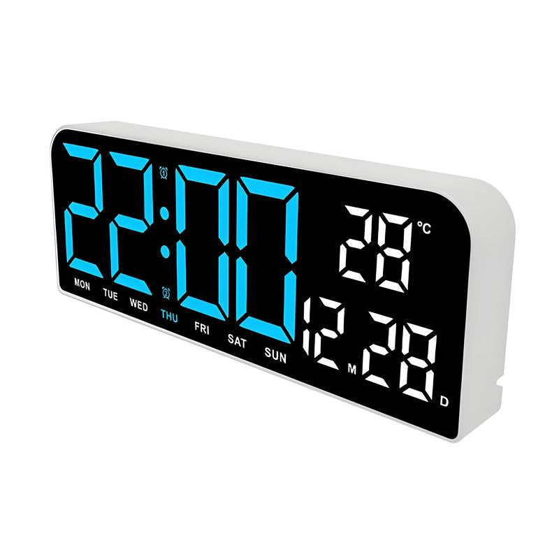 USB & Battery Charging Digital Wall Clock,Large Screen Wall Clock with Indoor Temperature Date Week Display Digital Clock, Multifunctional Alarm Clock