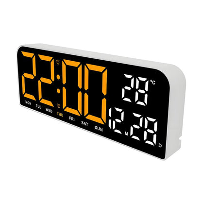USB & Battery Charging Digital Wall Clock,Large Screen Wall Clock with Indoor Temperature Date Week Display Digital Clock, Multifunctional Alarm Clock