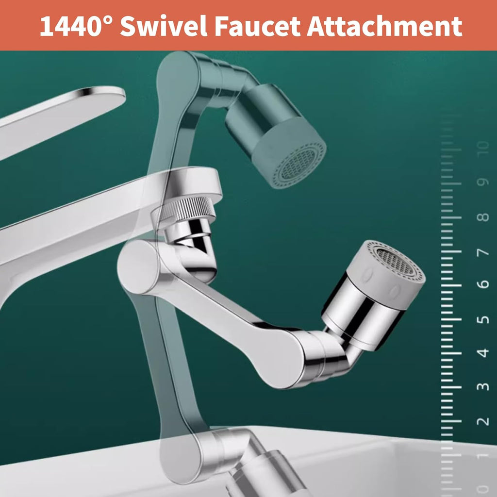 1440° Swivel Sink Faucet Extender - Universal Kitchen Sprayer, 2 Flow Modes, 1080°+360° Rotatable Sink Aerator Extension, Swivel Multifunctional Robotic Arm for Kitchen/Bathroom