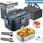 80W Electric Lunch Box Food Warmer, Plug-In Electric Lunch Box, 12V/24V/110V Self-Heating Lunch Box for Work and Travel with Insulated Pouch 1.5L/1.8L