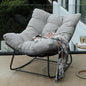 NAGA BAHNA Outdoor Rocking Chair, Patio Wicker Egg Chair, Indoor Comfy Oversized Papasan Chair with Padded Cushion, Royal Rattan Rocker for Front Porch, Garden, Patio Loung Chair Patio Rocking Chair Patio Egg Lounge Home Patio Furniture