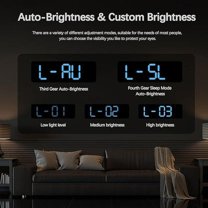 USB & Battery Charging Digital Wall Clock,Large Screen Wall Clock with Indoor Temperature Date Week Display Digital Clock, Multifunctional Alarm Clock