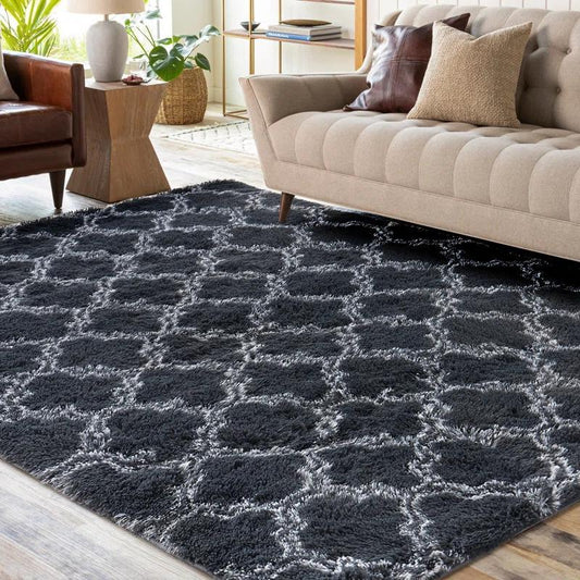 Solid Color Soft Fluffy Rug, Non-Slip Area Rug, Decorative Carpet for Home Living Room Bedroom, Indoor Floor Mat for Home Decor