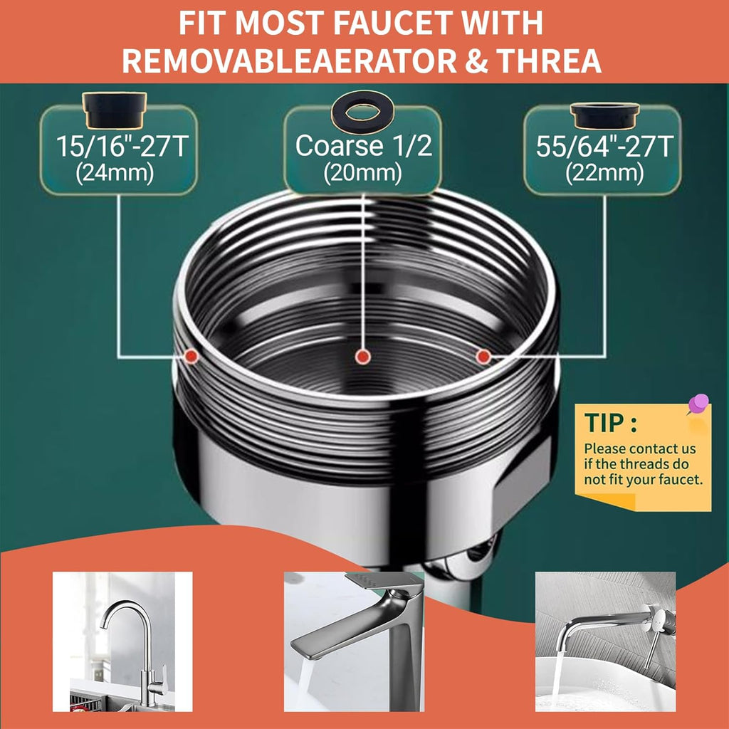 1440° Swivel Sink Faucet Extender - Universal Kitchen Sprayer, 2 Flow Modes, 1080°+360° Rotatable Sink Aerator Extension, Swivel Multifunctional Robotic Arm for Kitchen/Bathroom