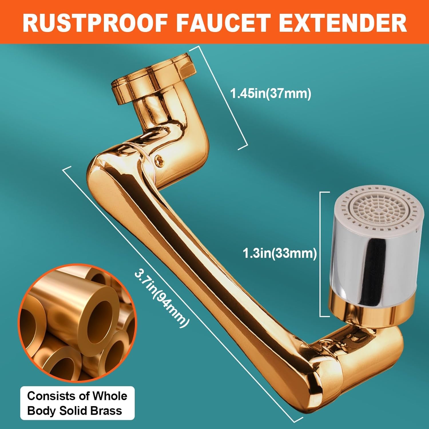 1440° Sink Faucet Aerator Extension Swivel Faucet Extender for Toddlers, 2 Sprayer Modes Rotatable Bathroom Kitchen Head Replacement Tap Attachment with Filter for G 1/2", 55/64",15/16"