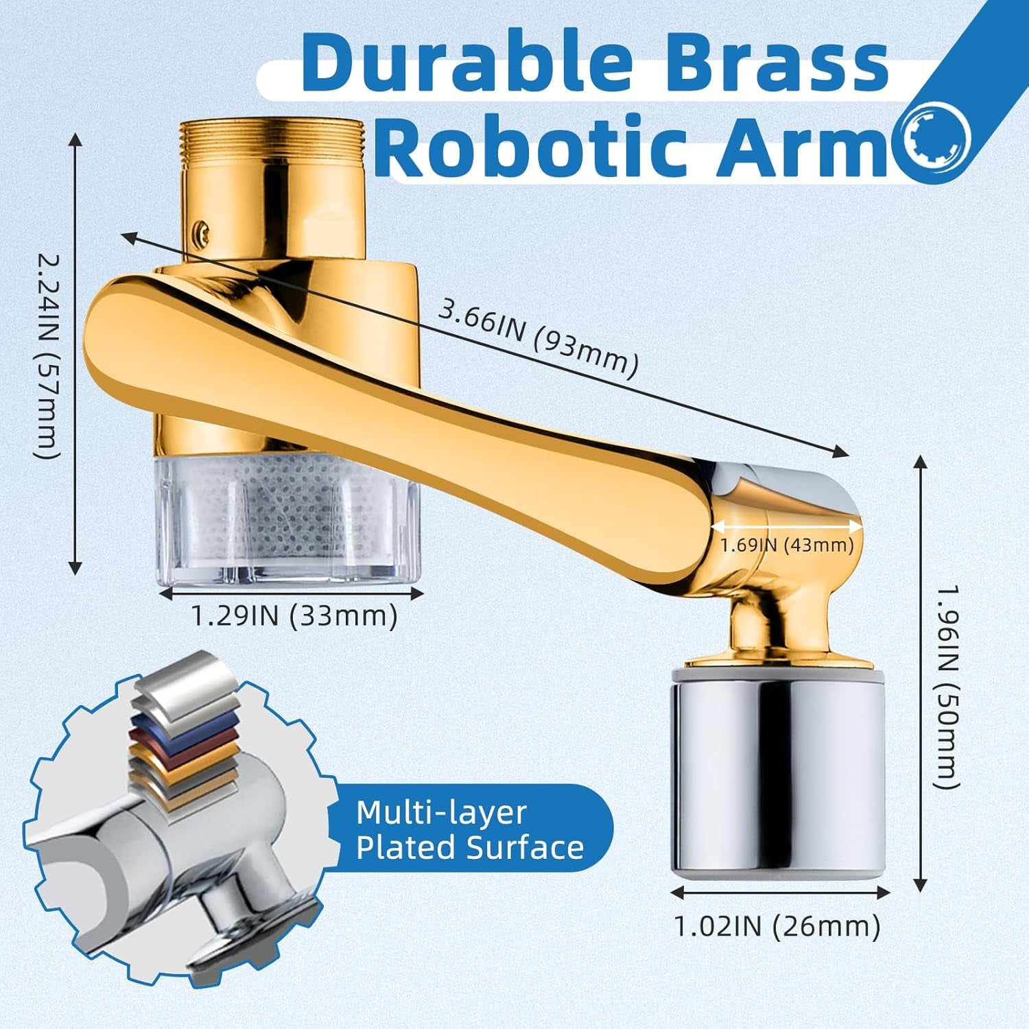 Sink Faucet Water Filter Extender with 9 Replacement Cartridges - Chlorine Reduction for Skin and Eye Care, Brass Faucet Mount Purification System, 1080° Rotating 2-Mode Swivel Aerator