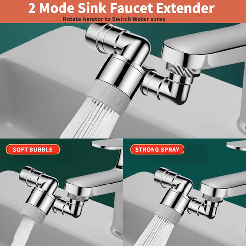 1440° Swivel Sink Faucet Extender - Universal Kitchen Sprayer, 2 Flow Modes, 1080°+360° Rotatable Sink Aerator Extension, Swivel Multifunctional Robotic Arm for Kitchen/Bathroom